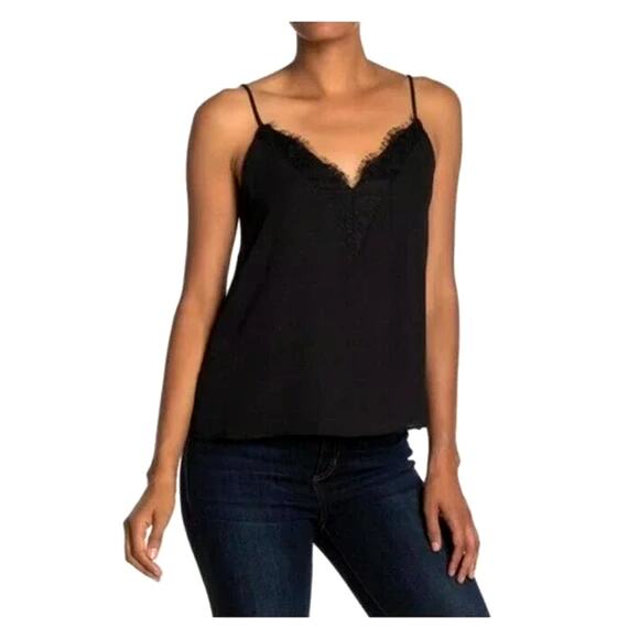 Socialite Tops - Socialite Black Lace Trim Spaghetti Strap Tank Top